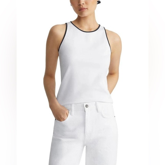 Lafayette 148 New York Tops - LAFAYETTE 148 NEW YORK White w/ Black Trim Racerback Tank Top Small $248 NWT